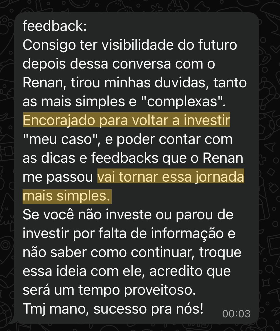Relato de cliente após a sessão